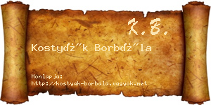 Kostyák Borbála névjegykártya