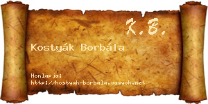 Kostyák Borbála névjegykártya